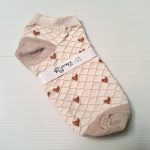 جوراب ساق کوتاه کرمی طرح قلب