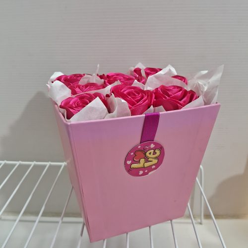 باکس گل صورتی 9 شاخه