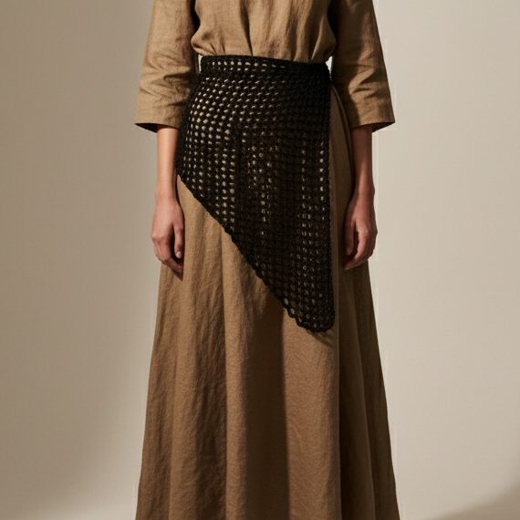 بافت مثلثی مشکی لمه دار